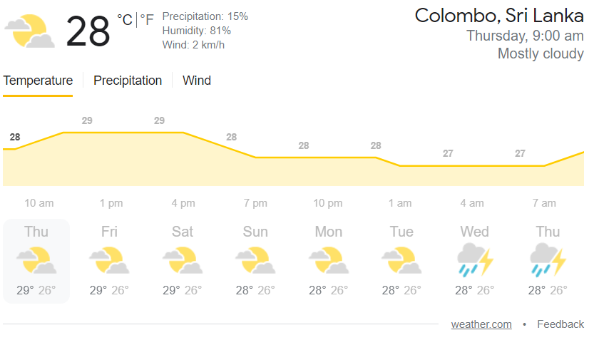 Colombo weather update